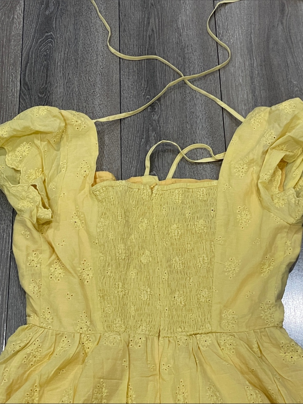 RIHOAS Yellow Eyelet Halter Ruffle Mini Dress - Picture 4 of 9